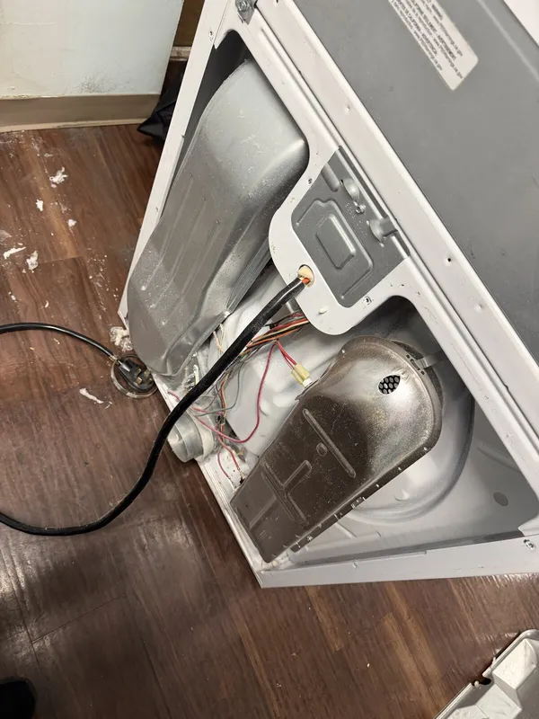 Back of the dryer with the access panel removed